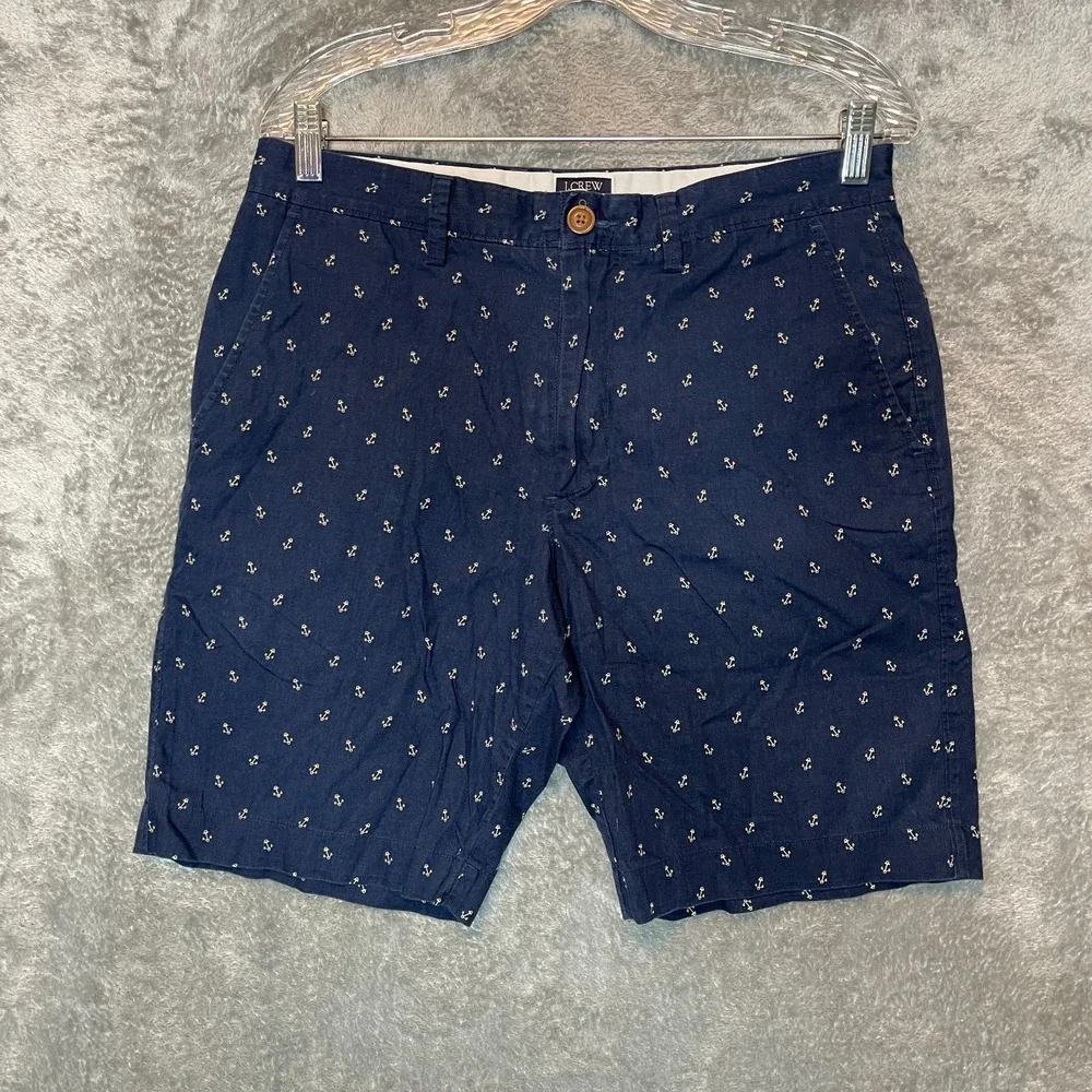 J.Crew Men Anchor Boating Preppy Novelty Gramercy High Rise Chino Short 31 Blue